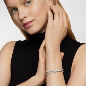 Twisted Silver-Tone Double Wrap Bracelet